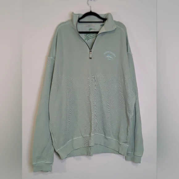Tommy Bahama Relax 1/4 Zip Sweatshirt Mint Green XL 100% Cotton Coastal - Picture 4 of 7